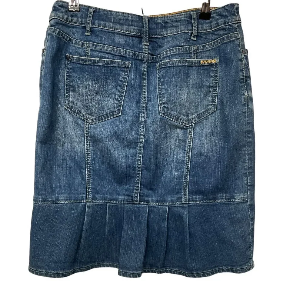 Pilcro Anthropologie Classic Denim Pencil Skirt Size 28‎ Back Ruffle High Waist